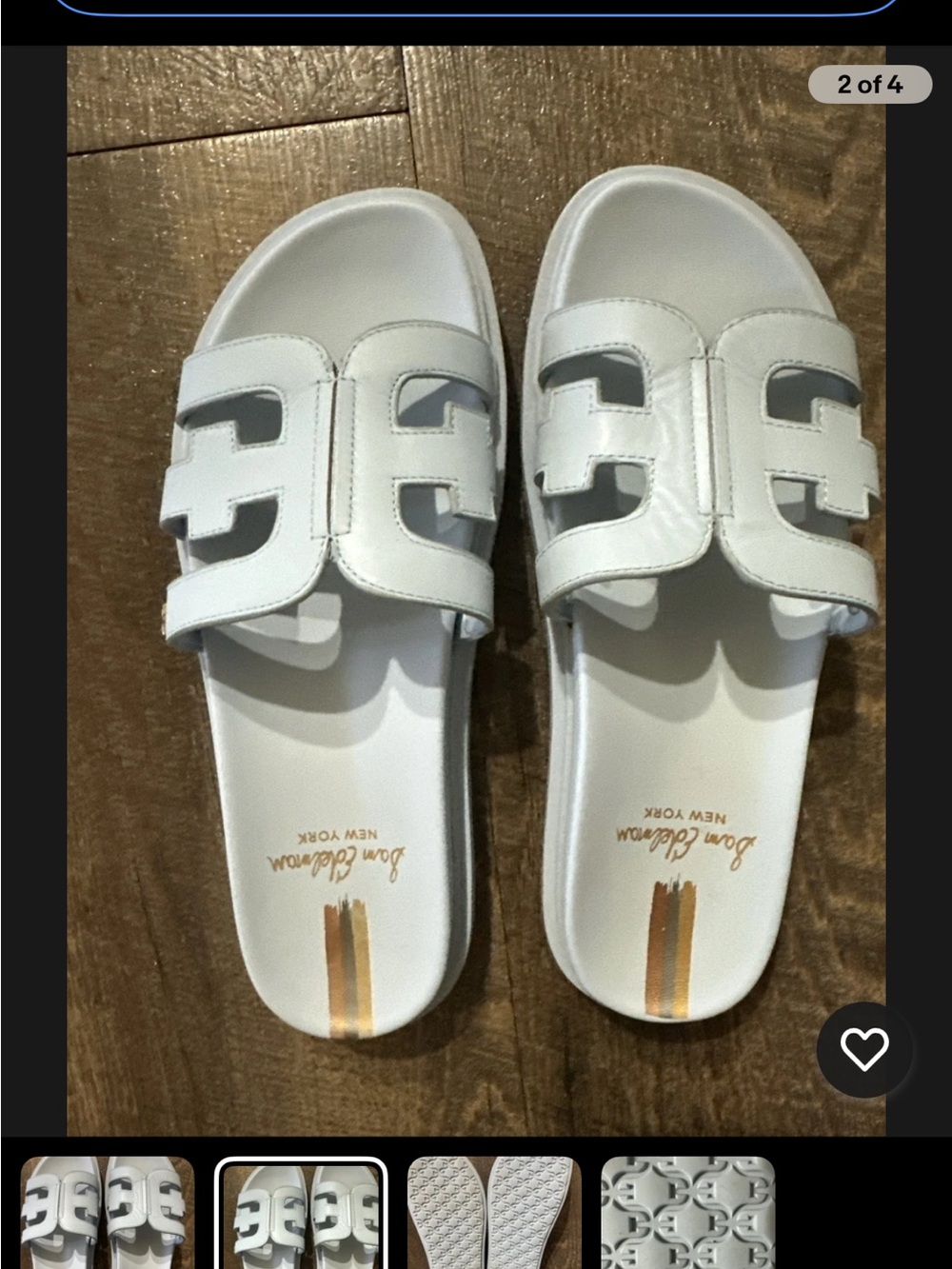 Sam Edelman White Leather Slide Sandals with Cutout Straps- size 7.5 - Picture 5 of 5